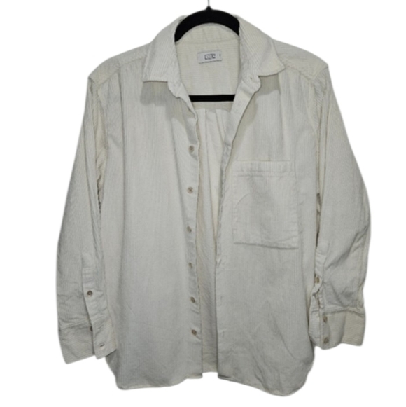 AYR Cream Shacket Corduroy Button Front Shirt Long Sleeve All Year Round XS - Picture 2 of 15